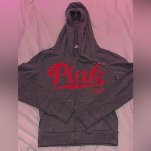 PINK Gray Zip Up Hoodie